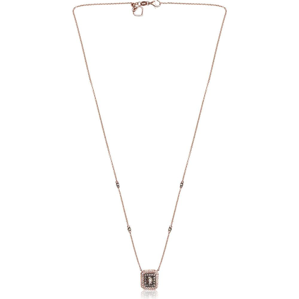 Roman & Jules - 14K Rose Gold Radiant Champagne Diamond Necklace with Round and Fancy Cut Champagne Diamonds - 1.71 Carat Total Diamond Weight