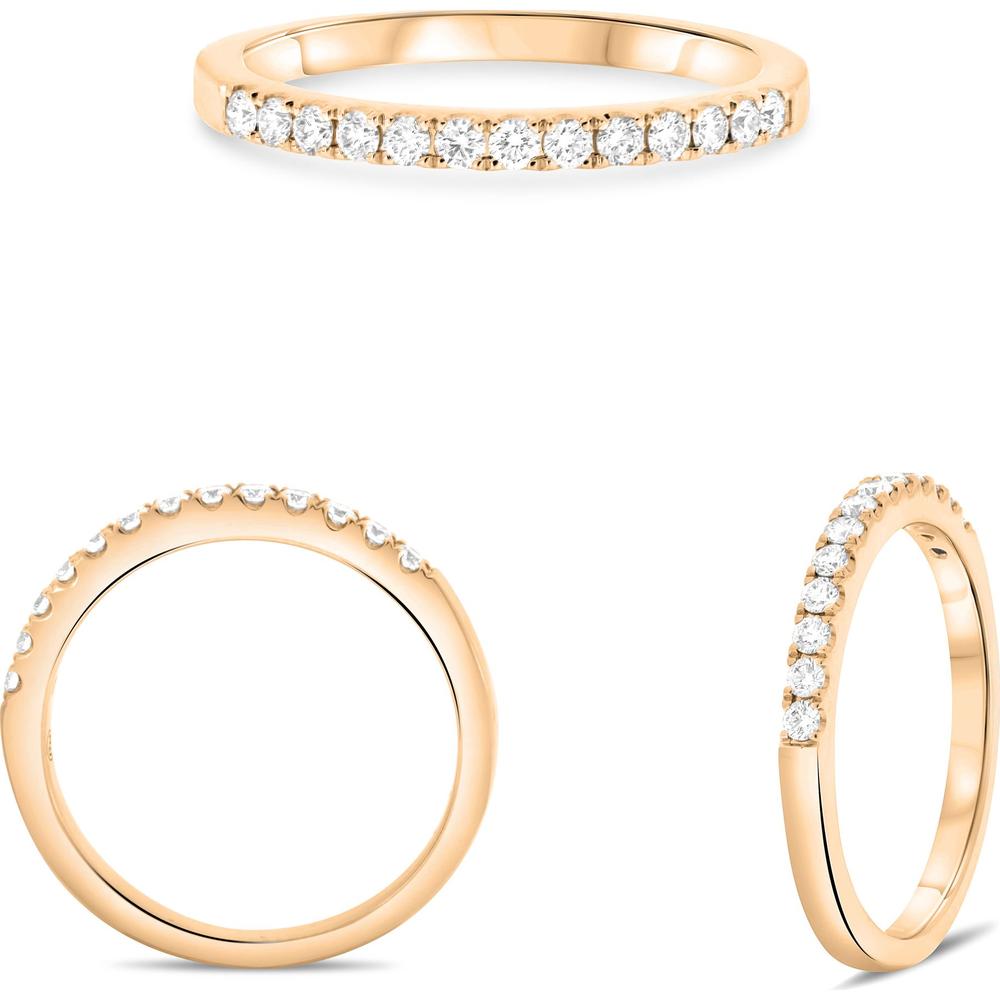 Roman & Jules - 14K Rose Gold Round Diamond Band Ring - 0.24 Carat Total Diamond Weight