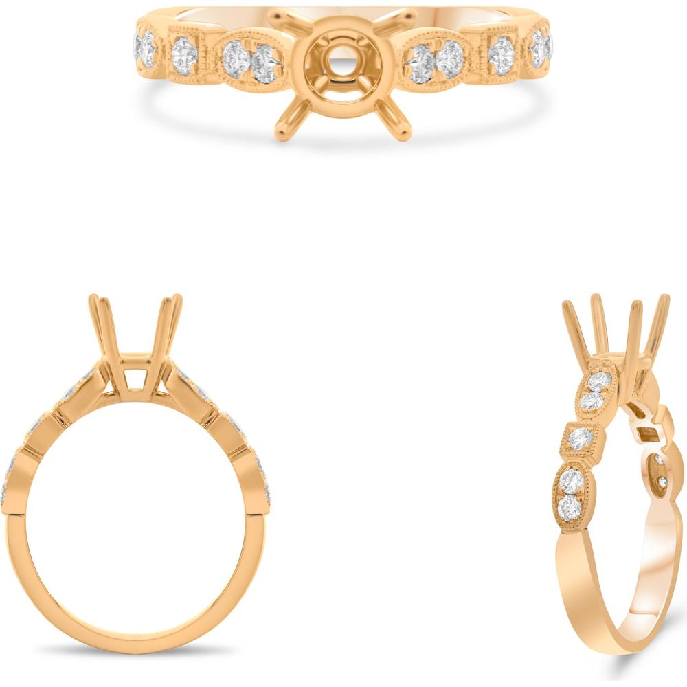 Roman & Jules - 14K Rose Gold Round Diamond Band Ring - 0.27 Carat Total Diamond Weight