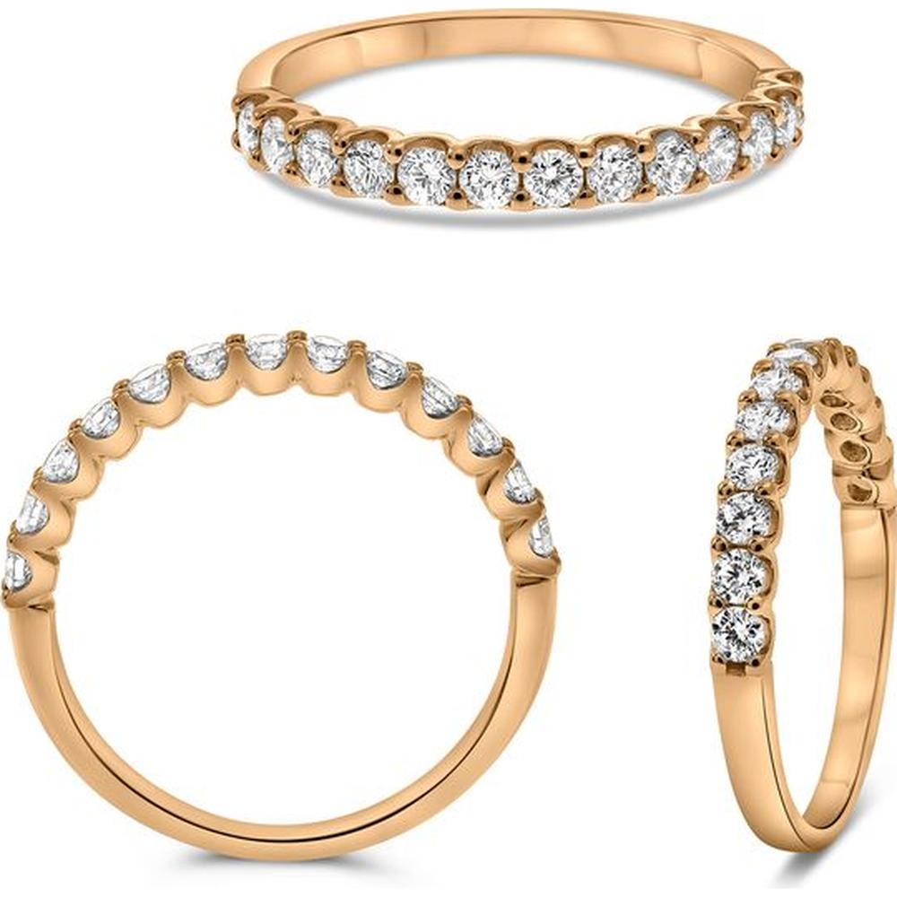 Roman & Jules - 14K Rose Gold Round Diamond Band Ring - 0.50 Carat Total Diamond Weight