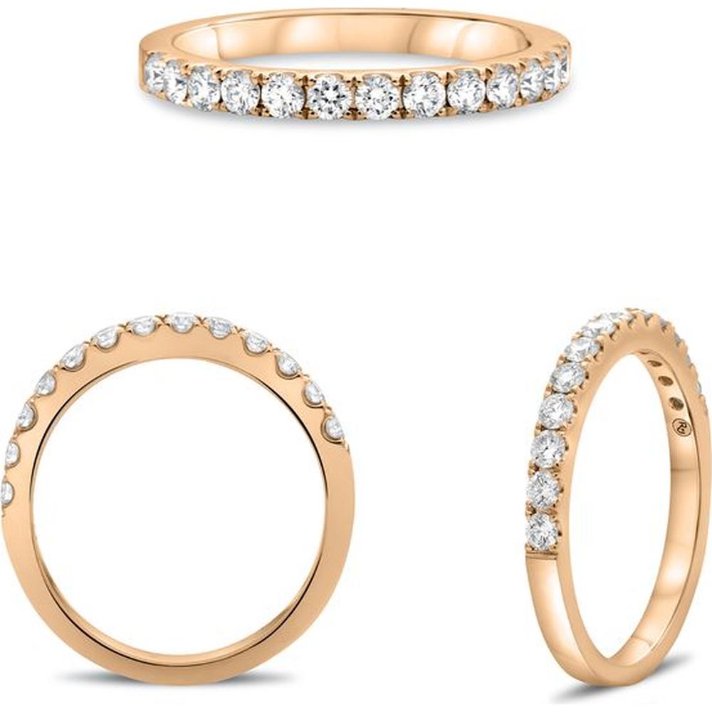 Roman & Jules - 14K Rose Gold Round Diamond Band Ring with Micropavé Setting - 0.50 Carat Total Diamond Weight