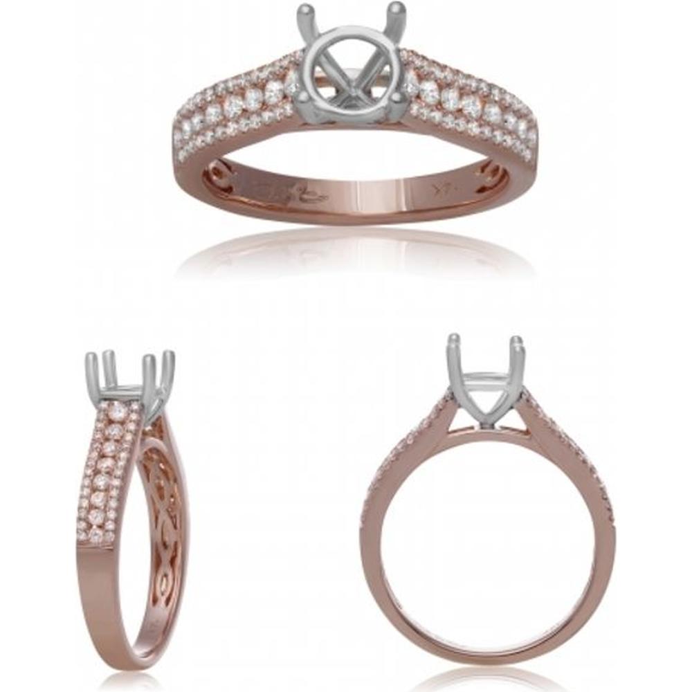 Roman & Jules - 14K Rose Gold Round Diamond Band Ring with Sparkling Round Diamonds - 0.37 Carat Total Diamond Weight