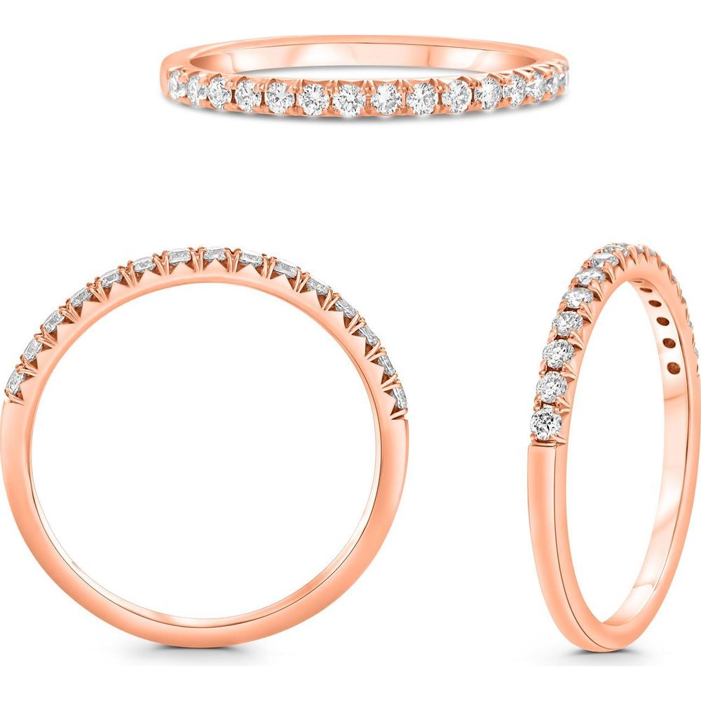 Roman & Jules - 14K Rose Gold Round Diamond Band with French Pave Setting - 0.25 Carat Total Diamond Weight