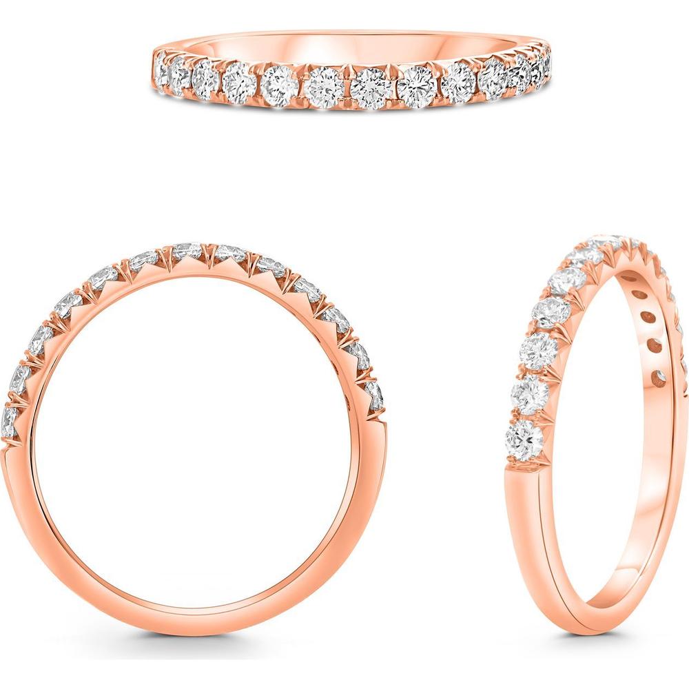 Roman & Jules - 14K Rose Gold Round Diamond Band with French Pave Setting - 0.50 Carat Total Diamond Weight