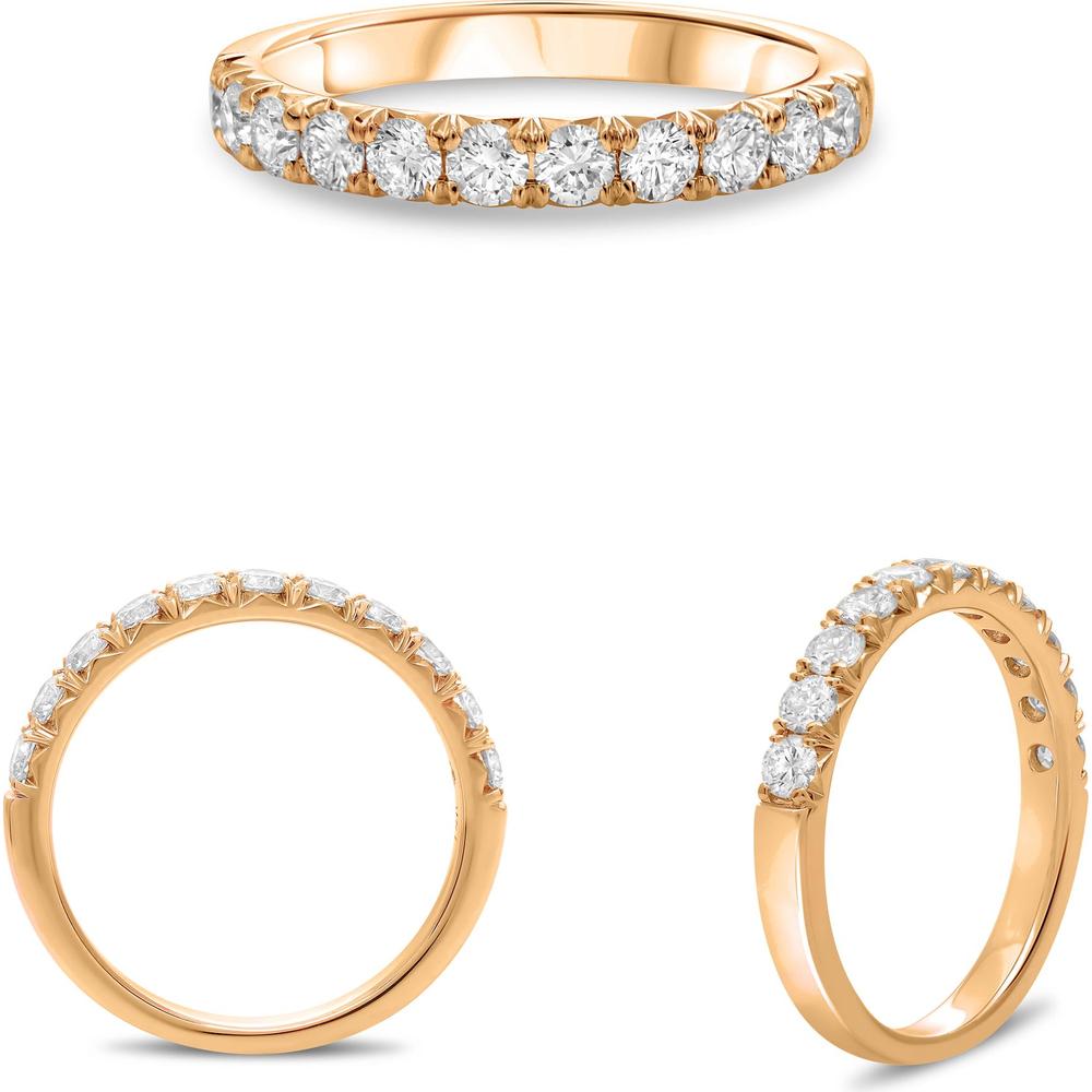 Roman & Jules - 14K Rose Gold Round Diamond Band with French Pave Setting - 0.77 Carat Total Diamond Weight