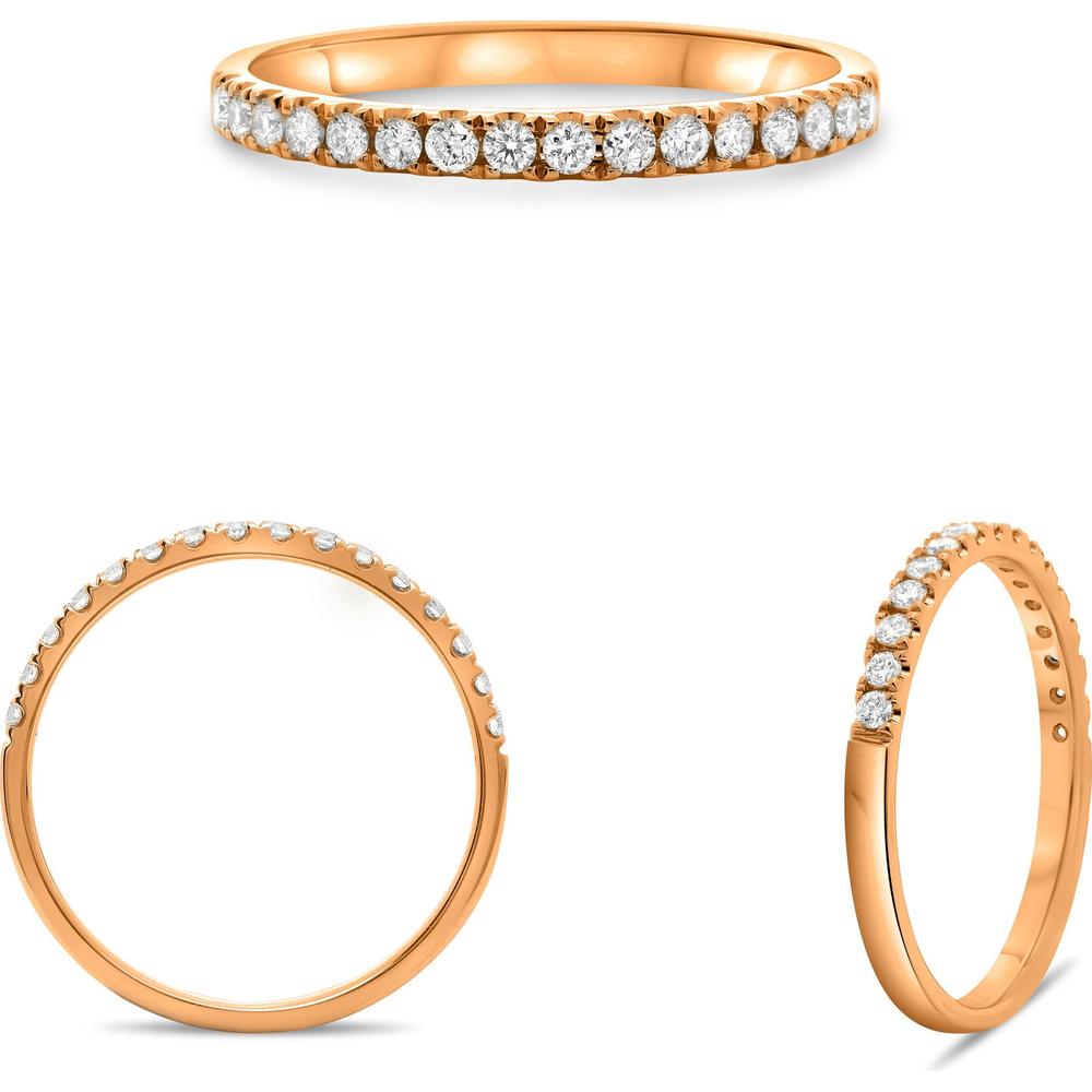 Roman & Jules - 14K Rose Gold Round Diamond Band with Micropavé Setting - 0.25 Carat Total Diamond Weight