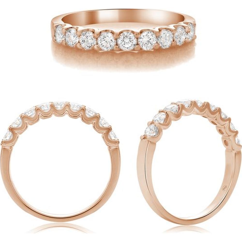 Roman & Jules - 14K Rose Gold Round Diamond Band with Shared U-Shape Setting - 0.63 Carat Total Diamond Weight