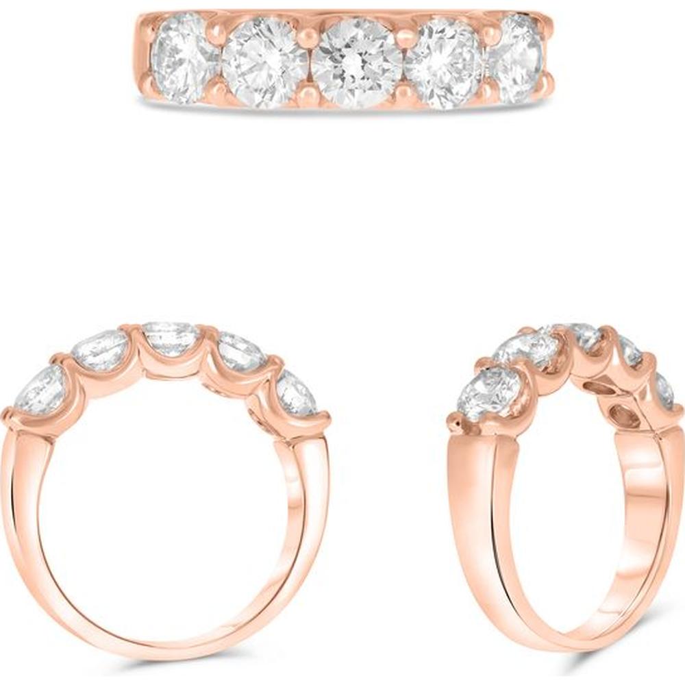 Roman & Jules - 14K Rose Gold Round Diamond Band with Shared U-Shape Setting - 2.00 Carat Total Diamond Weight