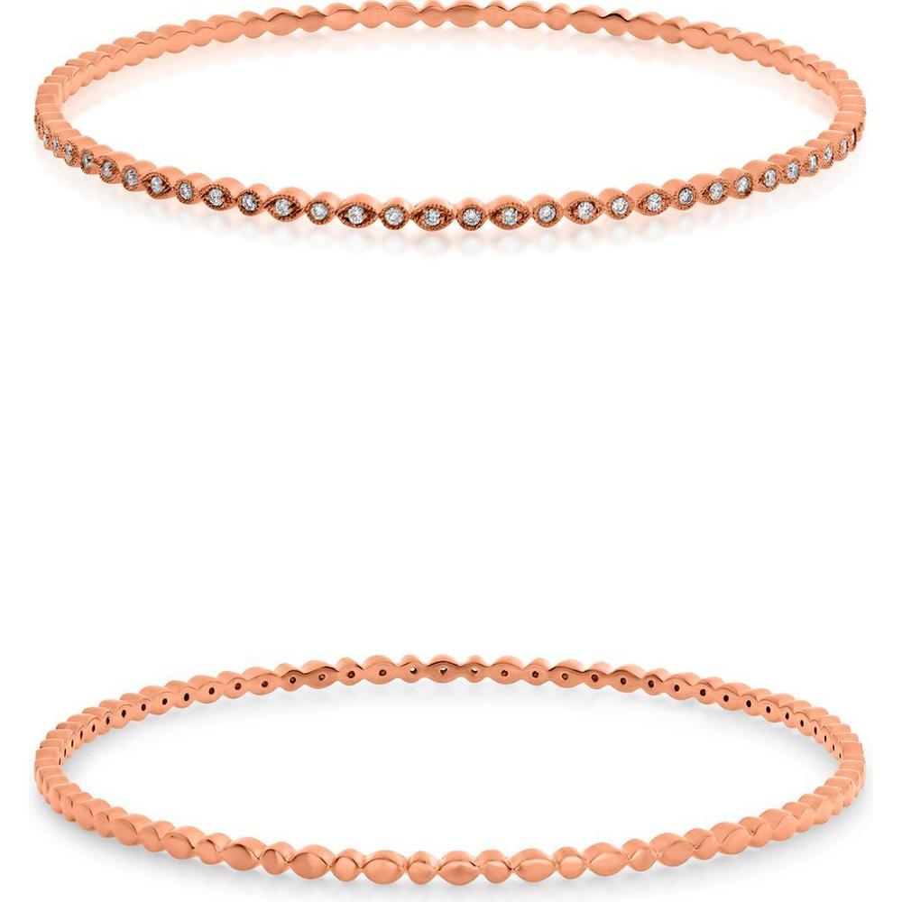 Roman & Jules - 14K Rose Gold Round Diamond Bangle - 0.34 Carat Total Diamond Weight