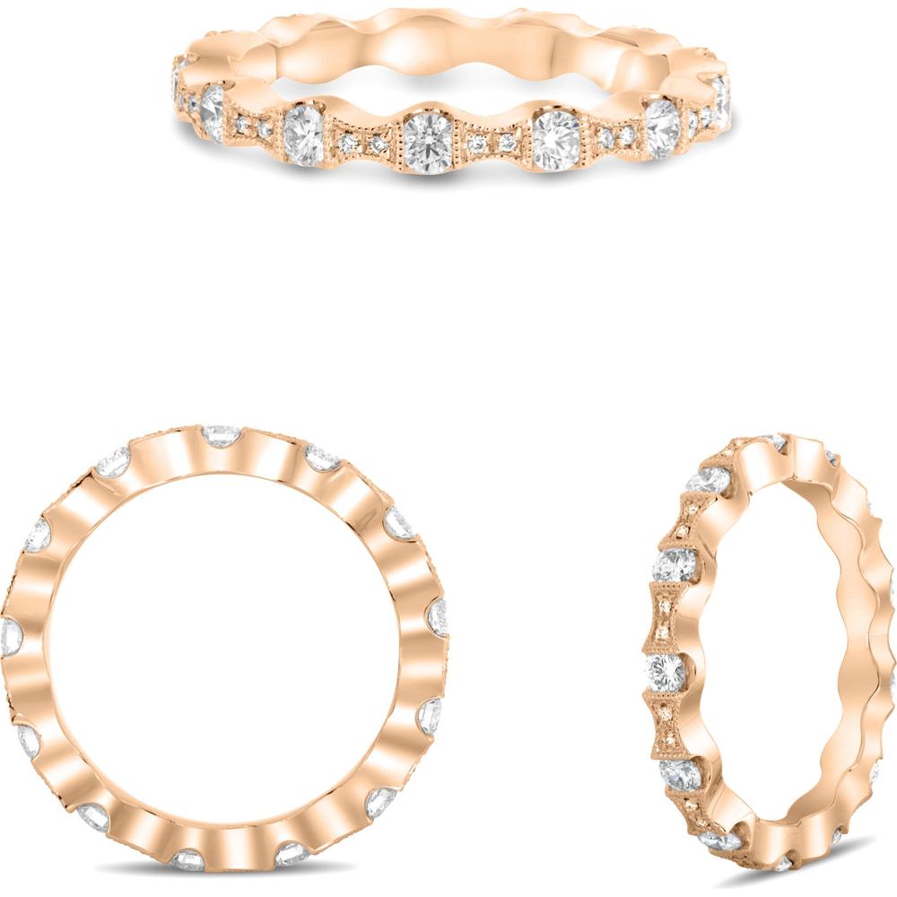 Roman & Jules - 14K Rose Gold Round Diamond Eternity Band - 0.61 Carat Total Diamond Weight