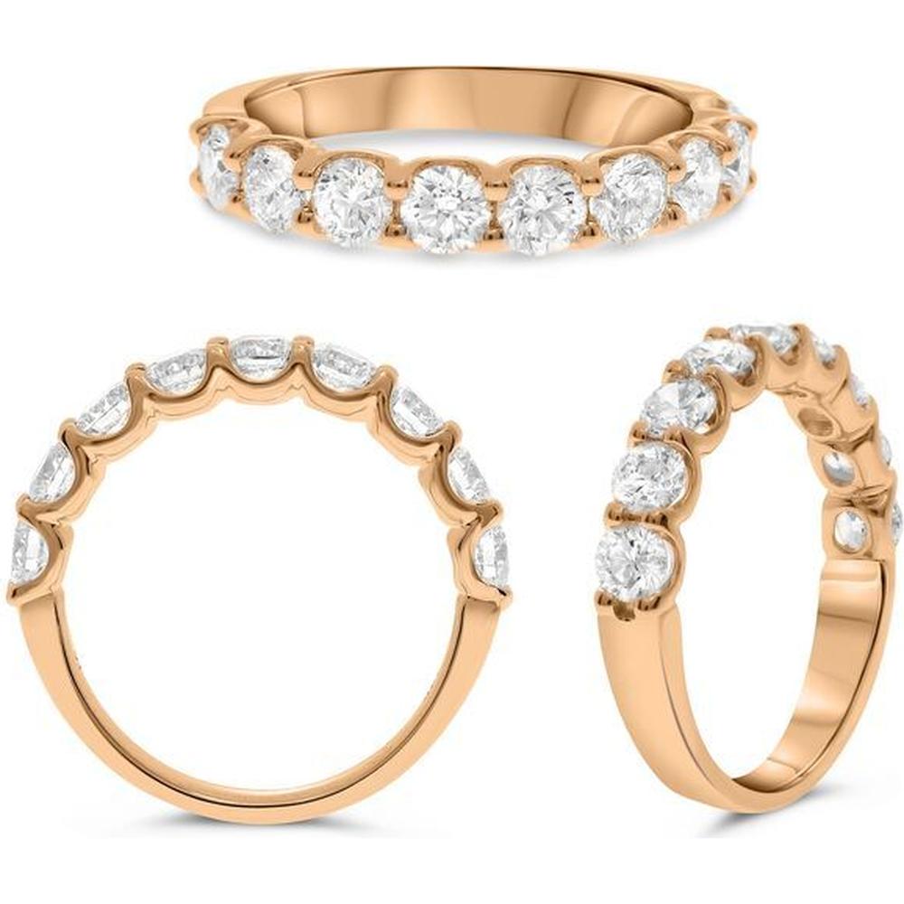Roman & Jules - 14K Rose Gold Round Diamond Eternity Band with Shared Prong Setting - 1.50 Carat Total Diamond Weight