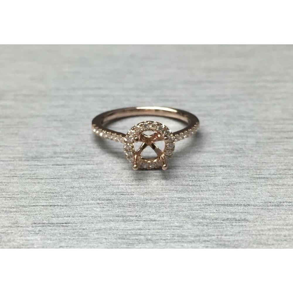 Roman & Jules - 14K Rose Gold Round Diamond Halo Ring - 0.25 Carat Total Diamond Weight