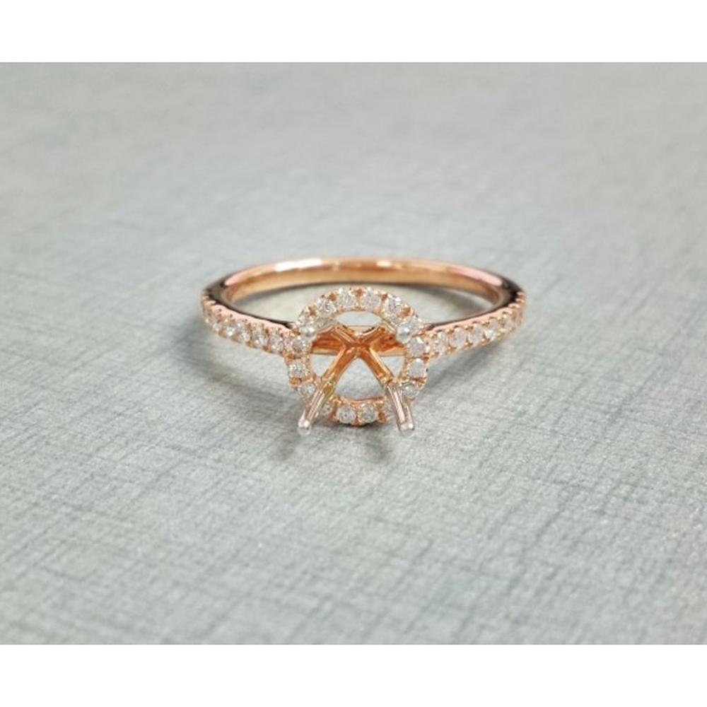 Roman & Jules - 14K Rose Gold Round Diamond Halo Ring with Sparkling Diamonds - 0.29 Carat Total Diamond Weight