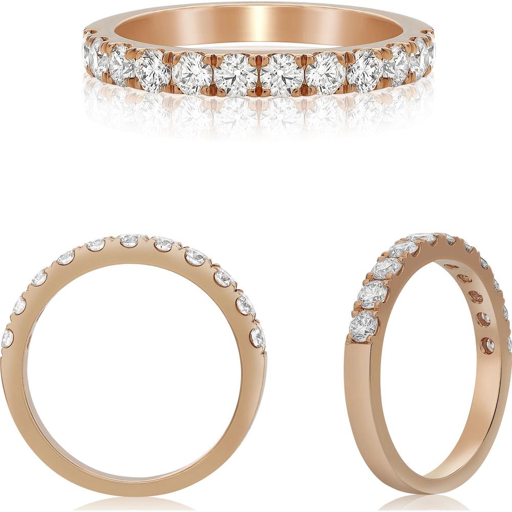 Roman & Jules - 14K Rose Gold Round Diamond Micropavé Band - 0.69 Carat Total Diamond Weight