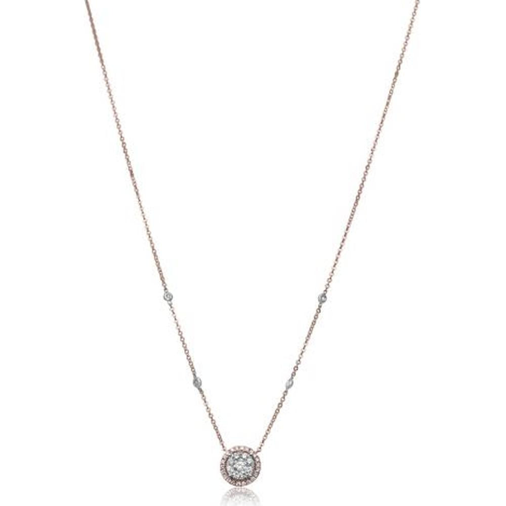 Roman & Jules - 14K Rose Gold Round Diamond Necklace with Cluster Design - 0.44 Carat Total Diamond Weight