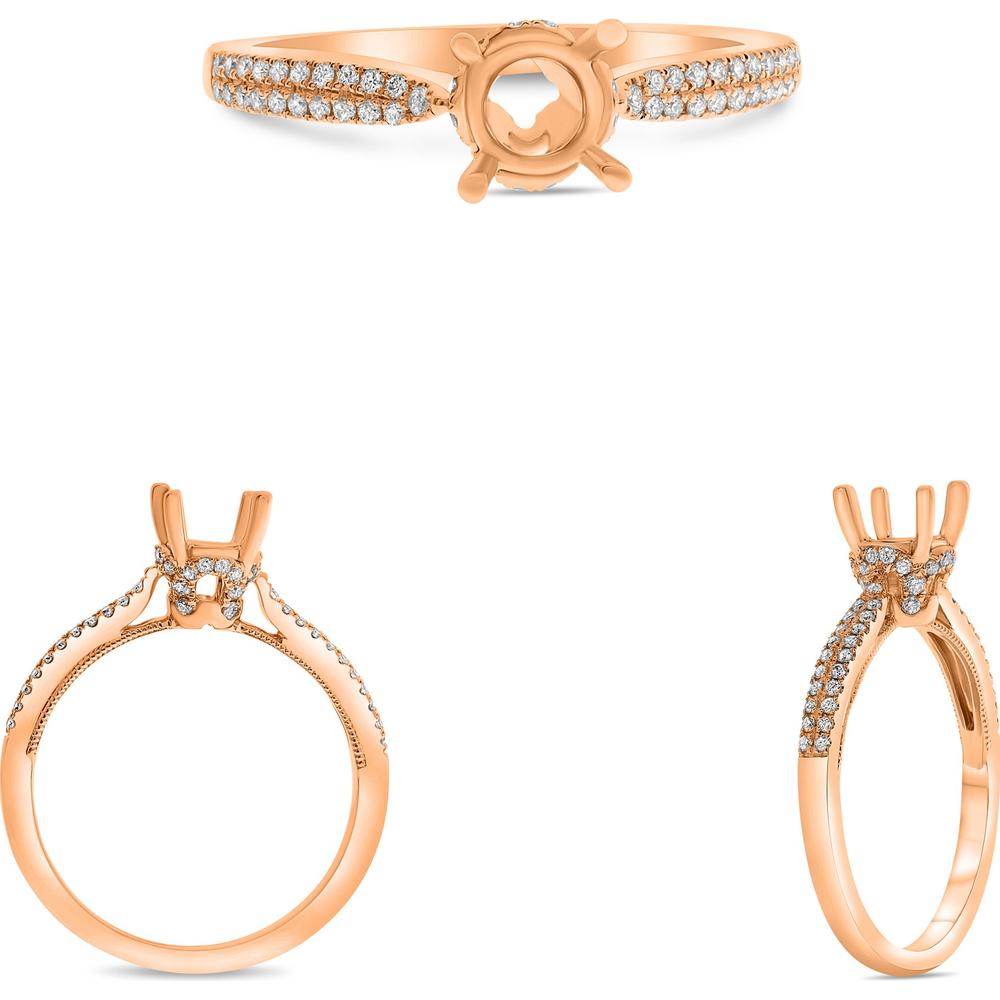Roman & Jules - 14K Rose Gold Round Diamond Ring - 0.22 Carat Total Diamond Weight