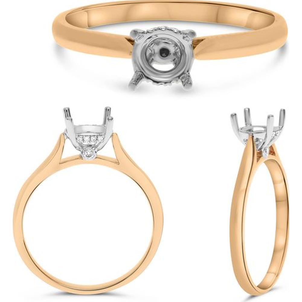 Roman & Jules - 14K Rose Gold Round Diamond Ring with Hidden Half Halo - 0.75 Carat Total Diamond Weight