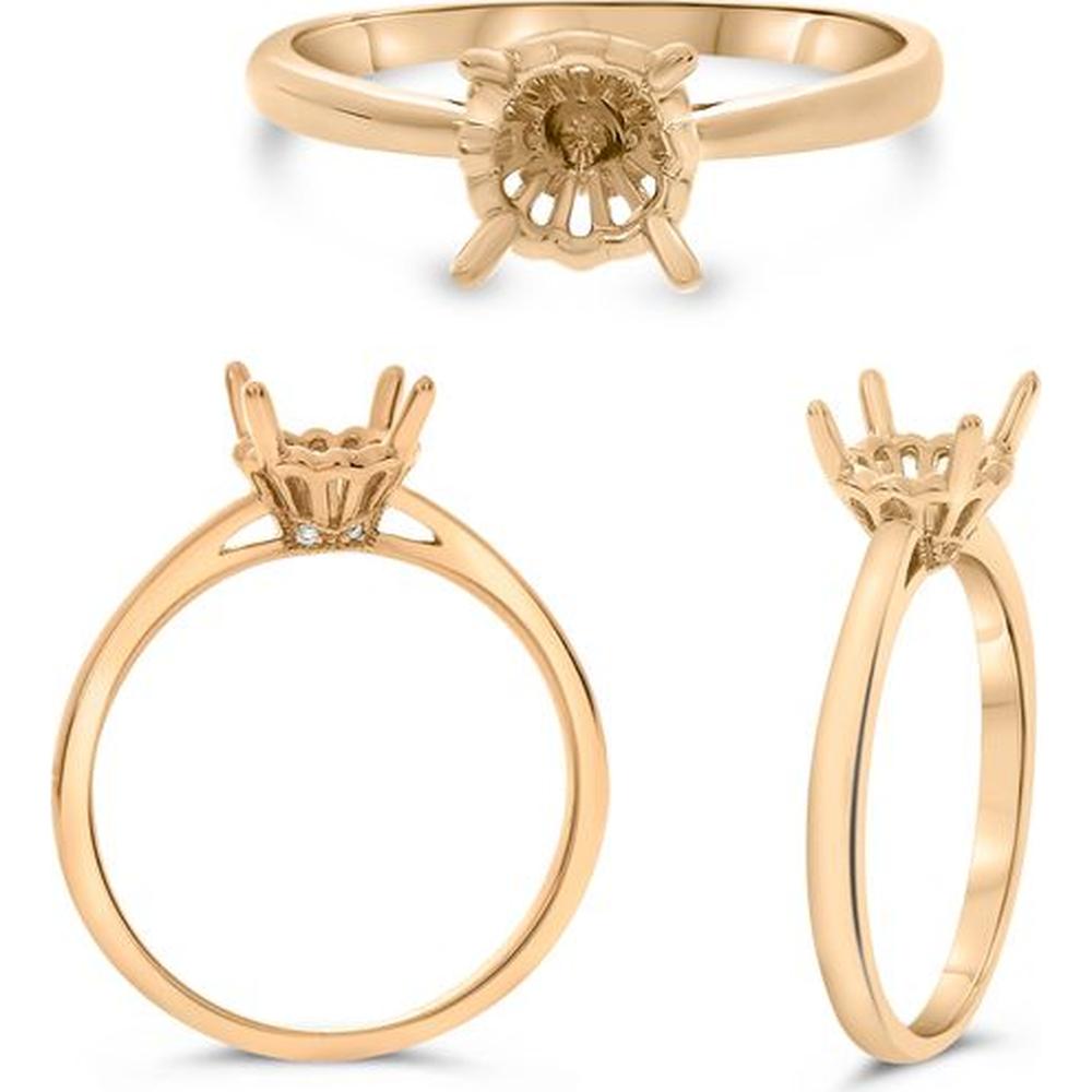 Roman & Jules - 14K Rose Gold Round Diamond Ring with High-Polish Tapered Shank - 6mm Round Diamond