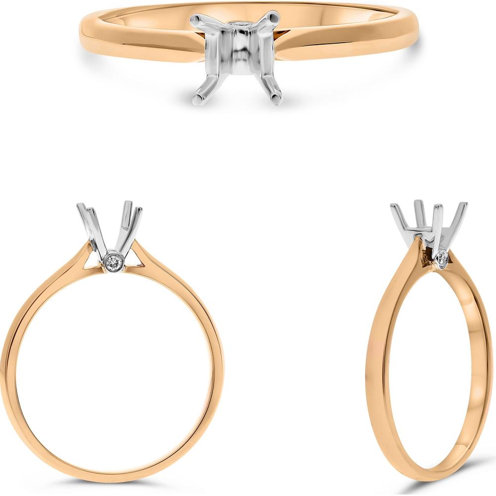 Roman & Jules - 14K Rose Gold Round Diamond Ring with Knife Edge Shank - 0.02 Carat Total Diamond Weight