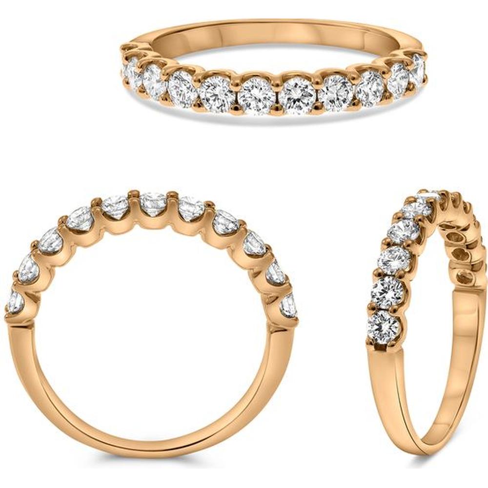 Roman & Jules - 14K Rose Gold Round Diamond Ring with Shared U-Prong Setting - 0.75 Carat Total Diamond Weight