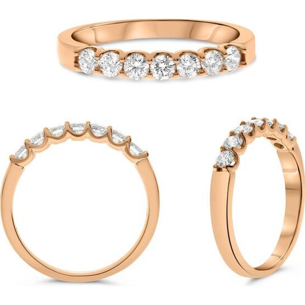 Roman & Jules - 14K Rose Gold Round Diamond Ring with Shared U-Shape Setting - 0.50 Carat Total Diamond Weight