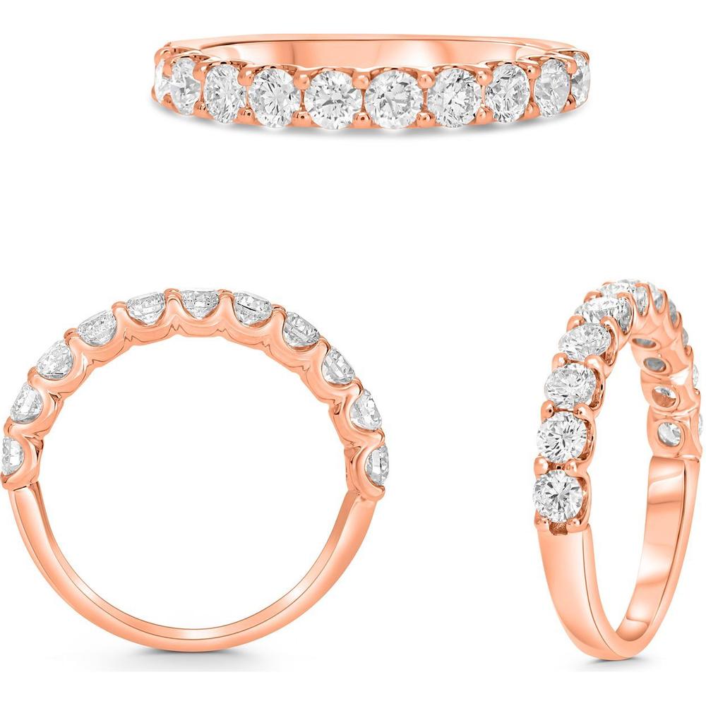 Roman & Jules - 14K Rose Gold Round Diamond Shared Prong Band Ring - 1.00 Carat Total Diamond Weight