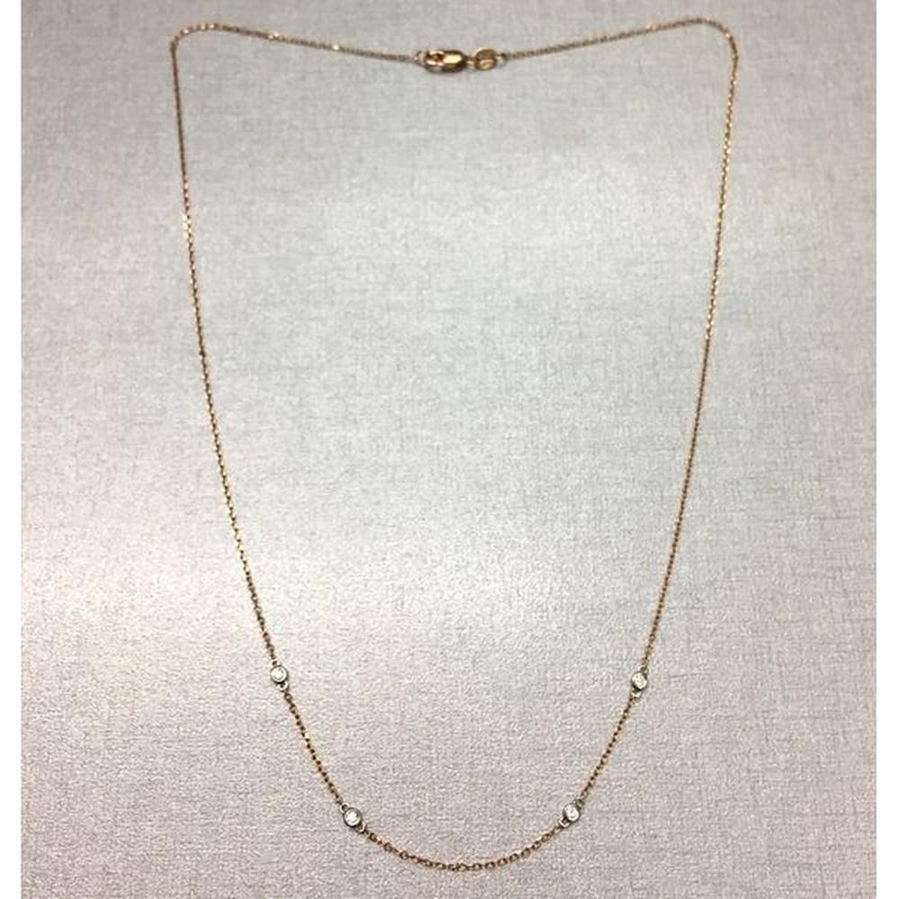 Roman & Jules - 14K Rose Gold Round Diamond Station Necklace with Bezel-Set Diamonds - 0.40 Carat Total Diamond Weight