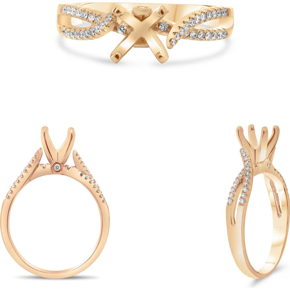 Roman & Jules - 14K Rose Gold Round Diamond Twist Band Ring - 0.18 Carat Total Diamond Weight
