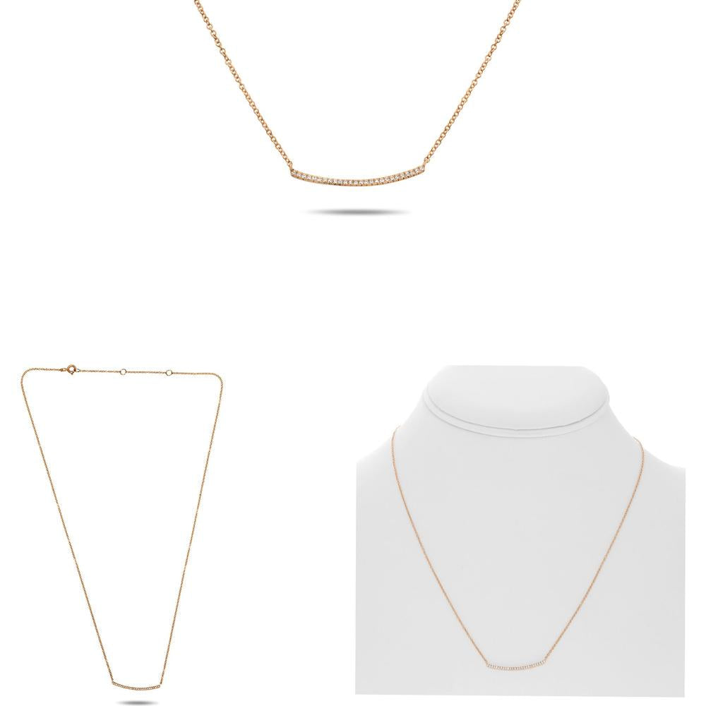 Roman & Jules - 14K Rose Gold "Smile" Diamond Necklace with Micropavé Setting - 0.08 Carat Total Diamond Weight