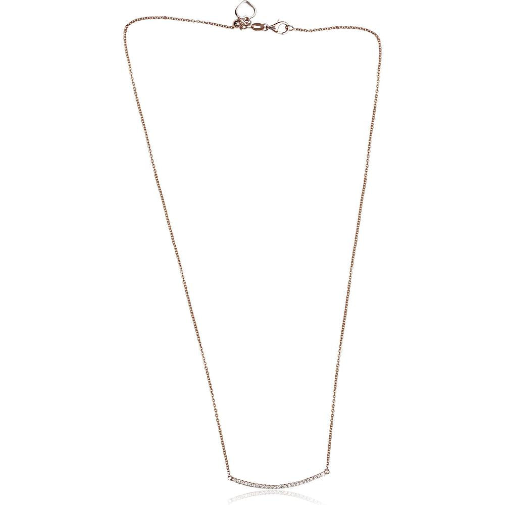 Roman & Jules - 14K Rose Gold Smile Necklace with 0.18 Carat Round Diamonds - Micropavé Setting