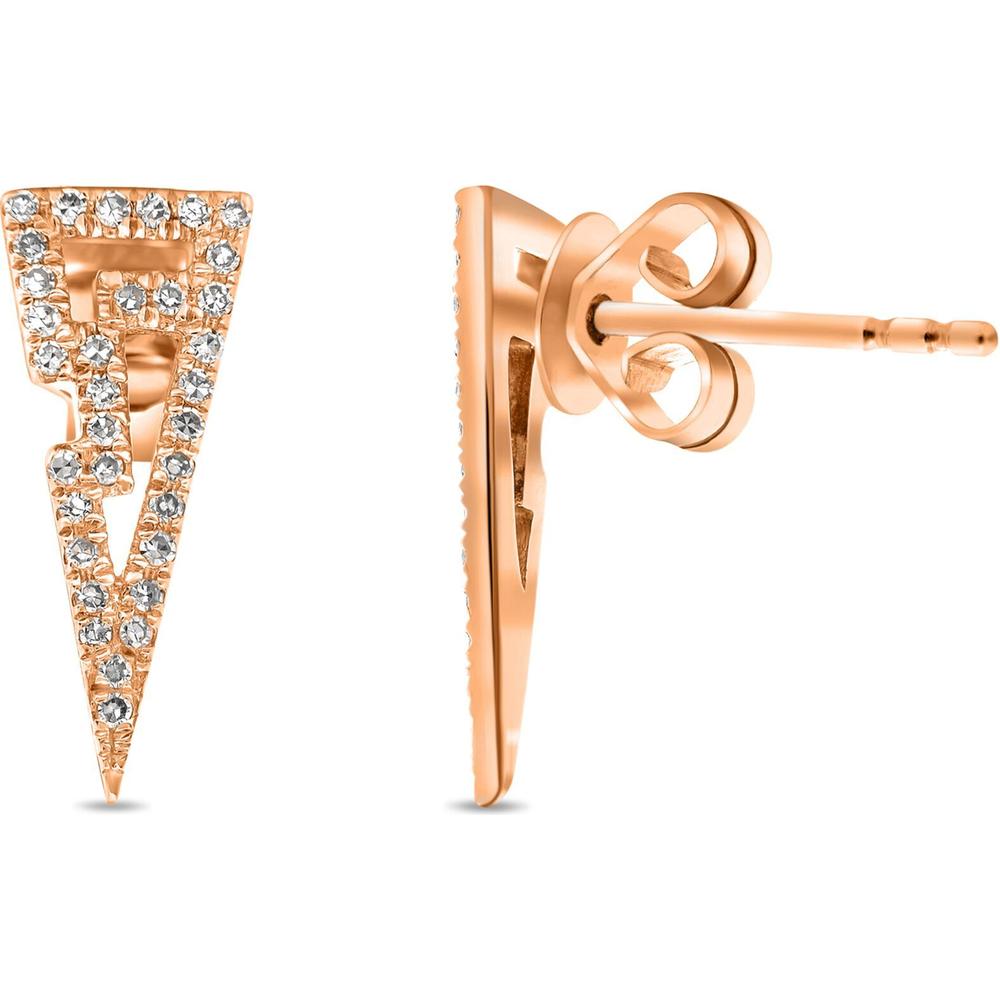 Roman & Jules - 14K Rose Gold Stud Earrings with 0.30 Carat Total Round Diamonds