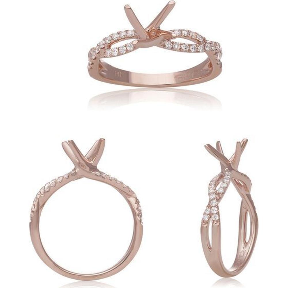 Roman & Jules - 14K Rose Gold Twist Band Diamond Ring with Round Diamonds - 0.29 Carat Total Diamond Weight