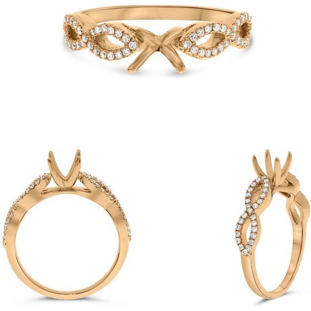 Roman & Jules - 14K Rose Gold Twist Band Ring with 0.25 Carat Round Diamond
