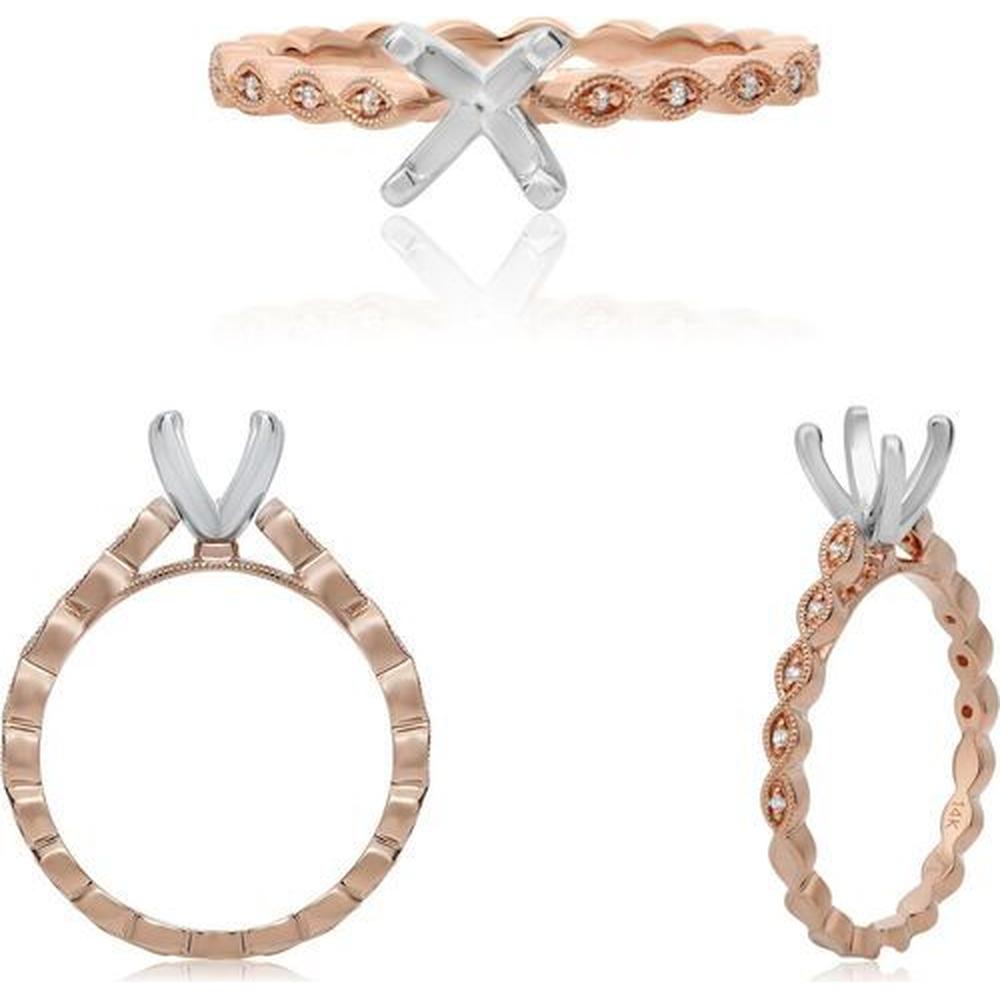 Roman & Jules - 14K Rose Gold Twist Ring with 0.03 Carat Round Diamond