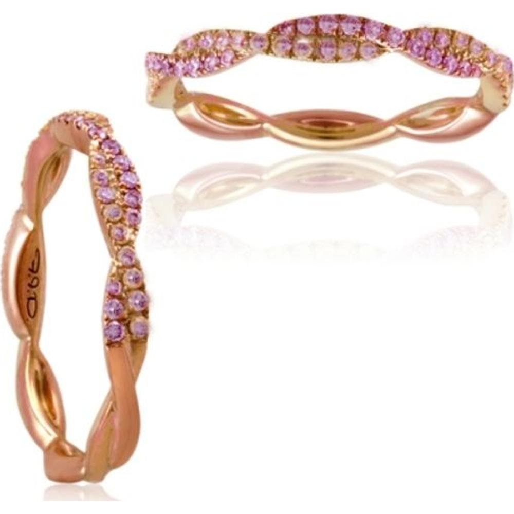 Roman & Jules - 14K Rose Gold Twisted Band Ring with Round Pink Diamonds - 0.25 Carat Total Diamond Weight