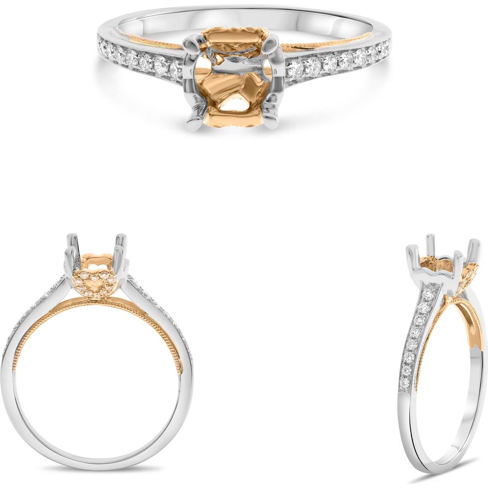 Roman & Jules - 14K White and Rose Gold Round Diamond Band Ring with 0.20 Carat Diamond