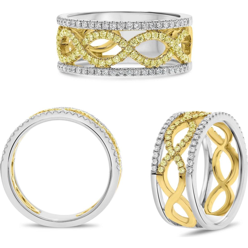 Roman & Jules - 14K White and Yellow Gold Infinity Band with Round White and Yellow Diamonds - 0.46 Carat Total Diamond Weight