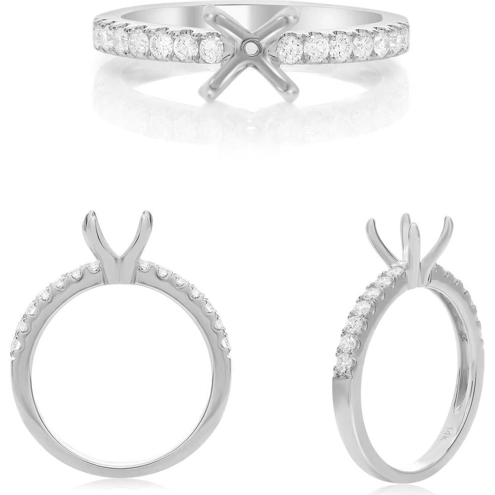 Roman & Jules - 14K White Gold 0.34 Carat Round Diamond Four Prong Engagement Ring