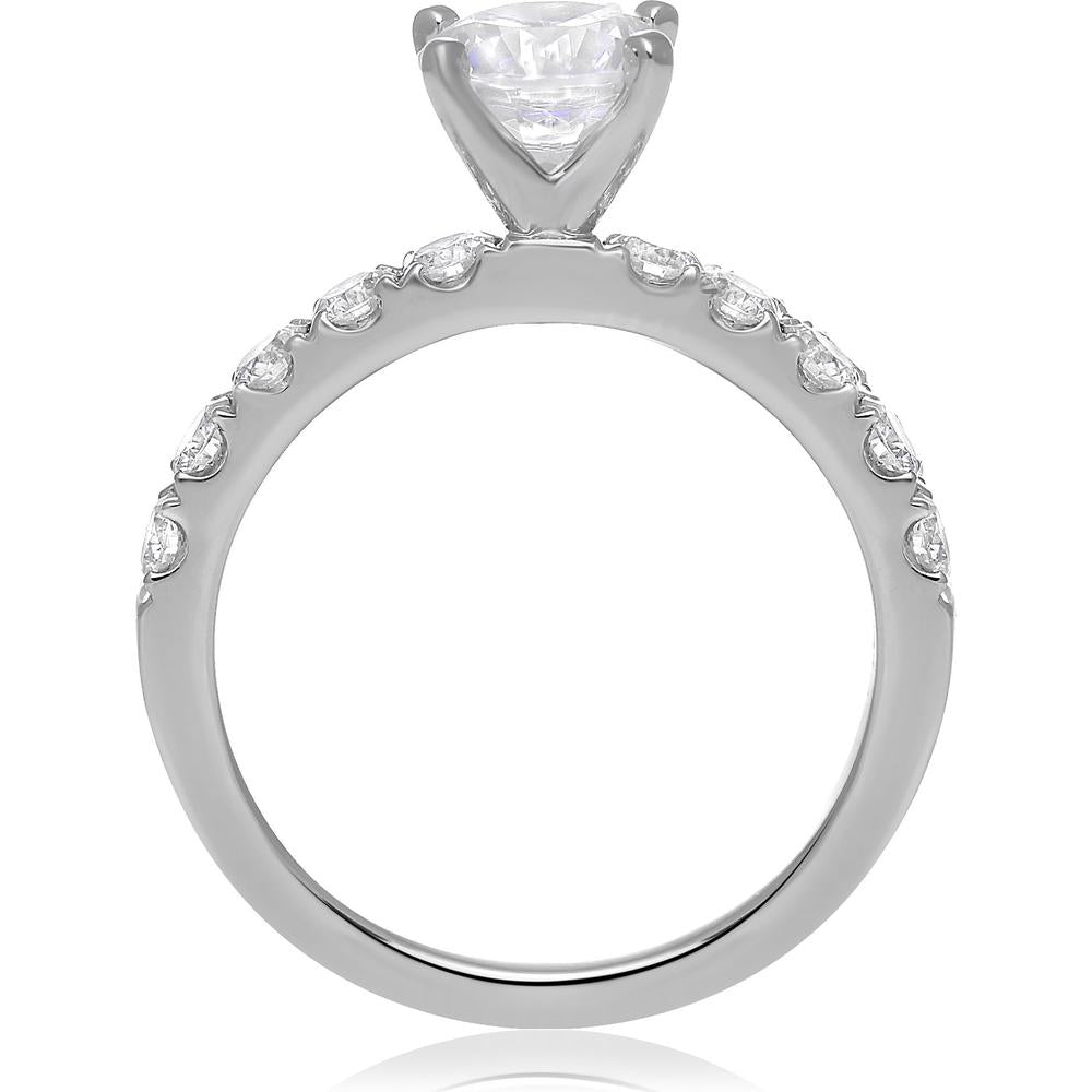 Roman & Jules - 14K White Gold 0.68 Carat Round Diamond Micropavé Band Ring with 4-Prong Setting