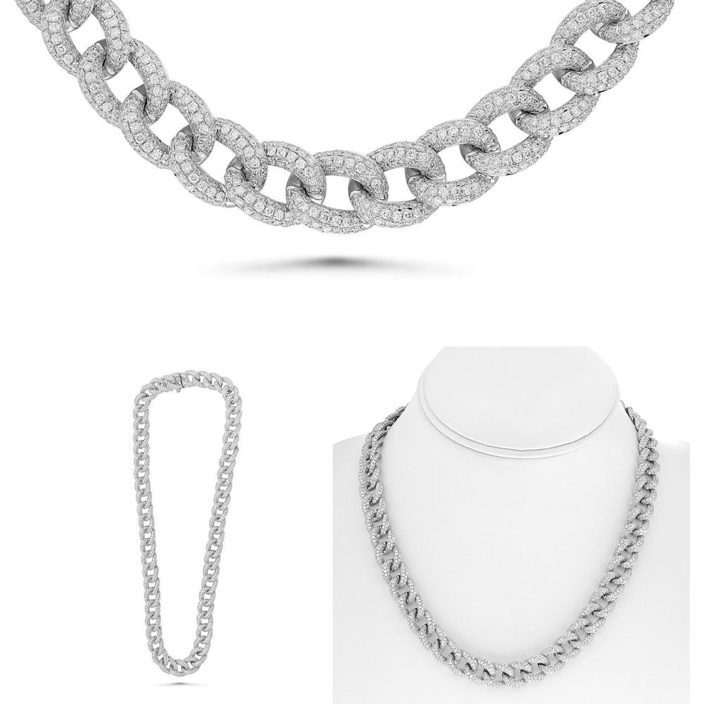 Roman & Jules - 14K White Gold 19.50 Round Diamond Pave Chain Necklace