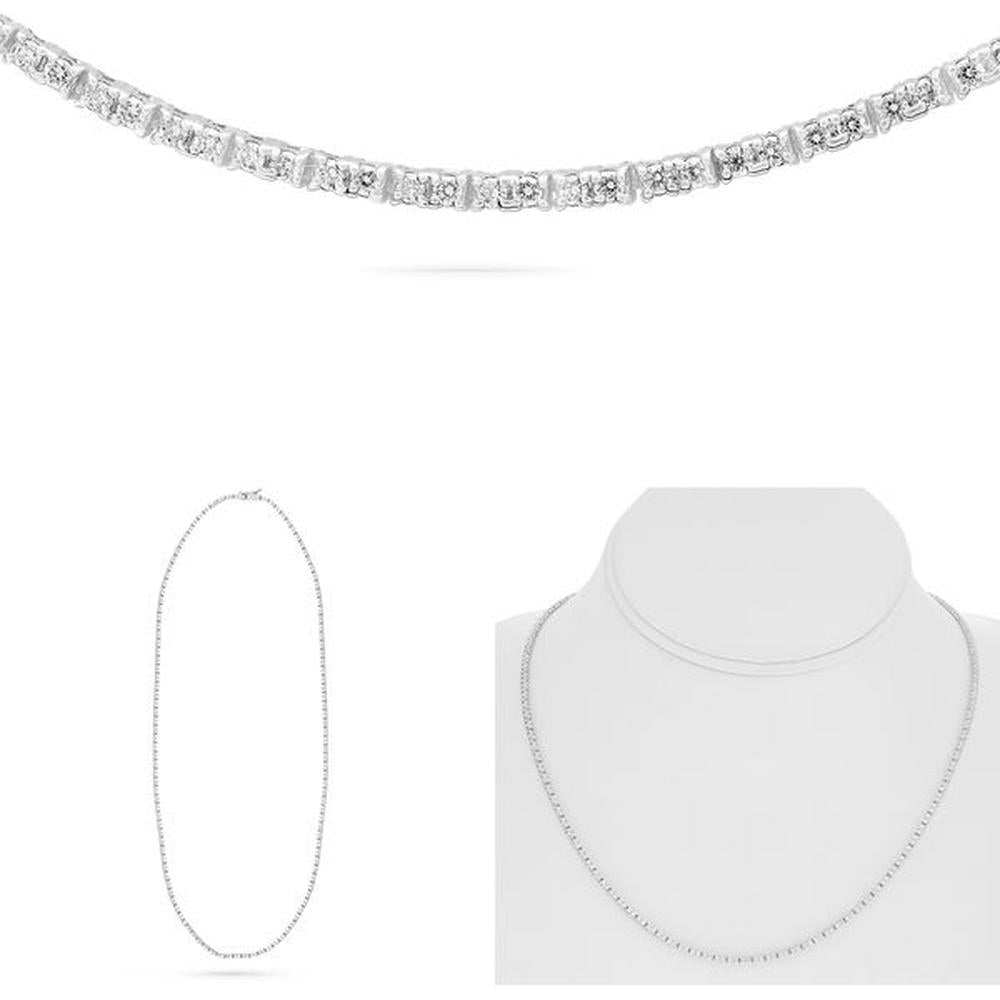 Roman & Jules - 14K White Gold 2.00 Carat Round Diamond Tennis Necklace with Prong Setting