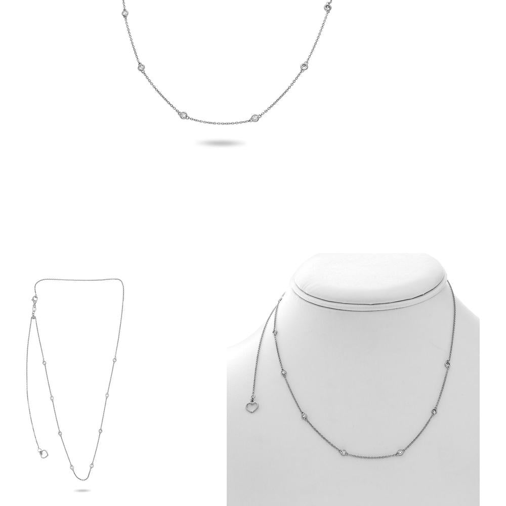 Roman & Jules - 14K White Gold 20-Inch Round Diamond Necklace with Bezel Setting - 0.36 Carat Total Diamond Weight