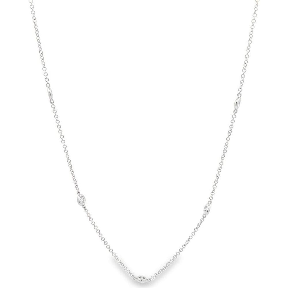 Roman & Jules - 14K White Gold 30" Station Necklace with Round Diamonds - 0.40 Carat Total Diamond Weight