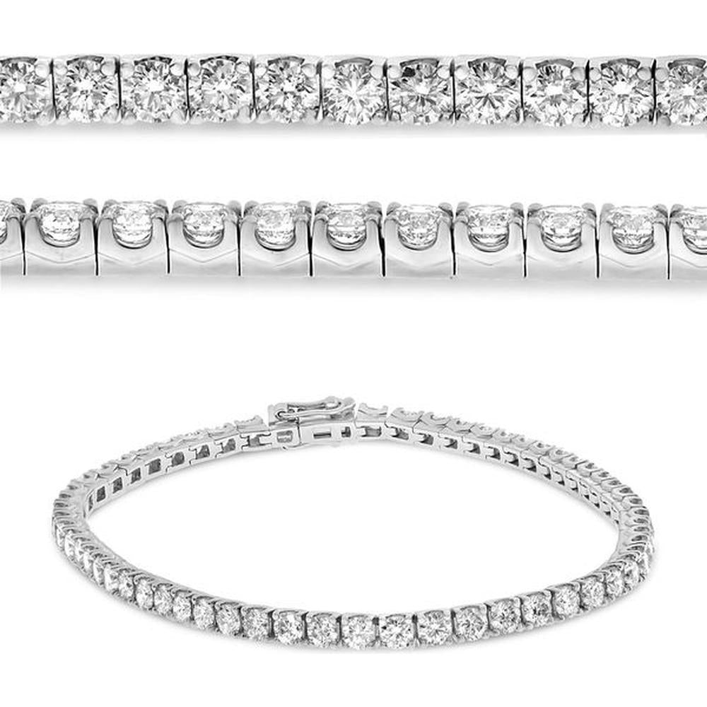 Roman & Jules - 14K White Gold 5-Carat Round Diamond Tennis Bracelet with Prong Setting