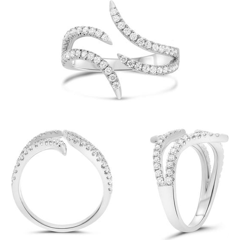 Roman & Jules - 14K White Gold Abstract Pave Diamond Ring with Round Cut Diamonds - 0.51 Carat Total Diamond Weight