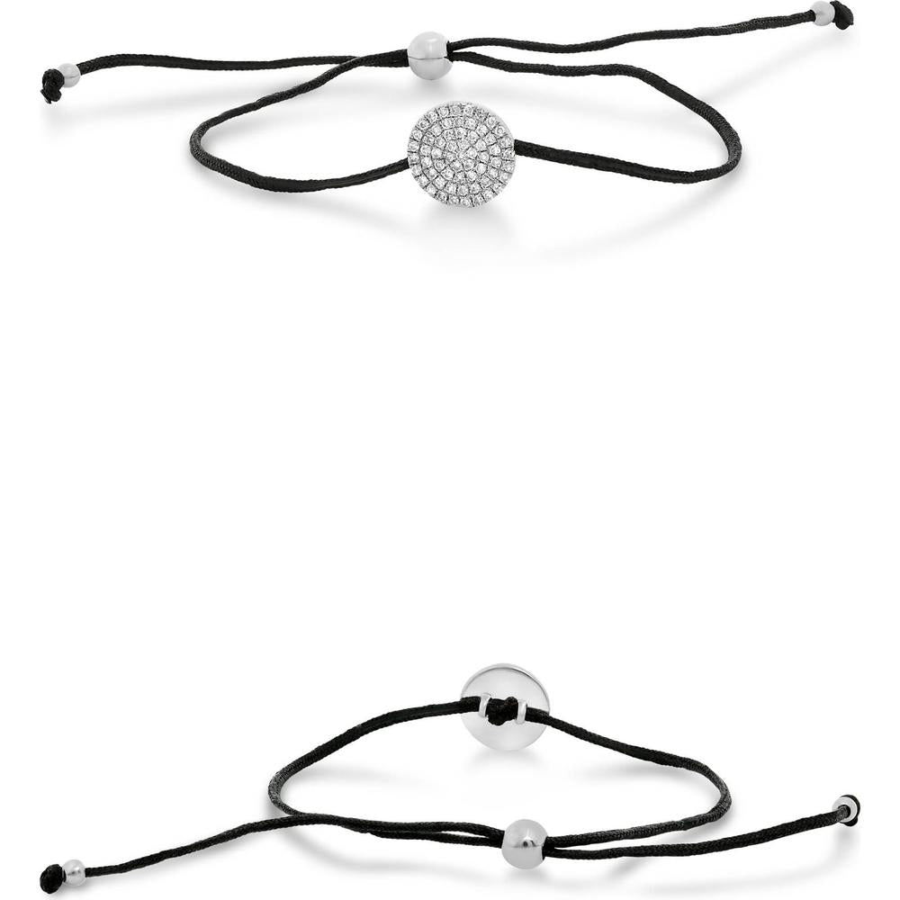 Roman & Jules - 14K White Gold Adjustable Diamond Disc String Bracelet with 0.14 Carat Round Diamonds
