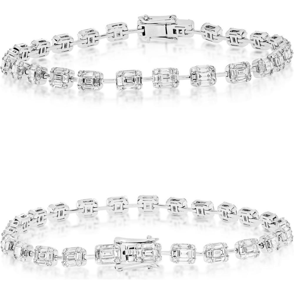Roman & Jules - 14K White Gold Baguette Diamond Bracelet - 3.09 Carat Total Diamond Weight