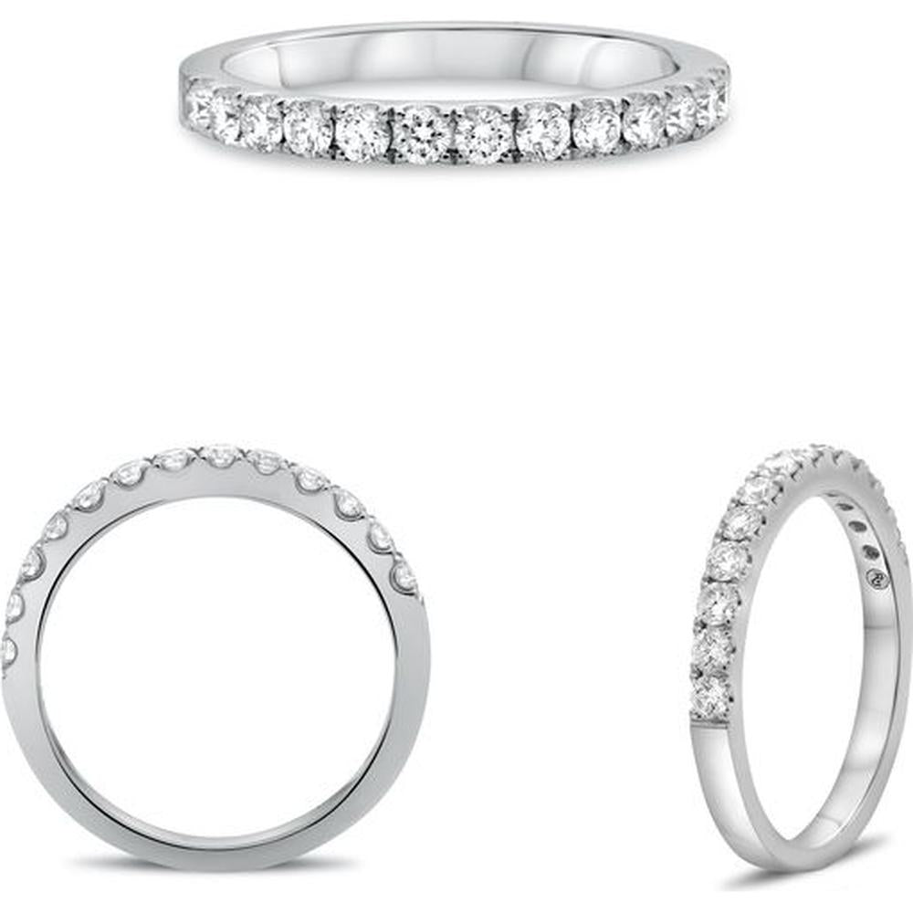 Roman & Jules - 14K White Gold Band with Micropavé Set Round Diamonds - 0.50 Carat Total Diamond Weight