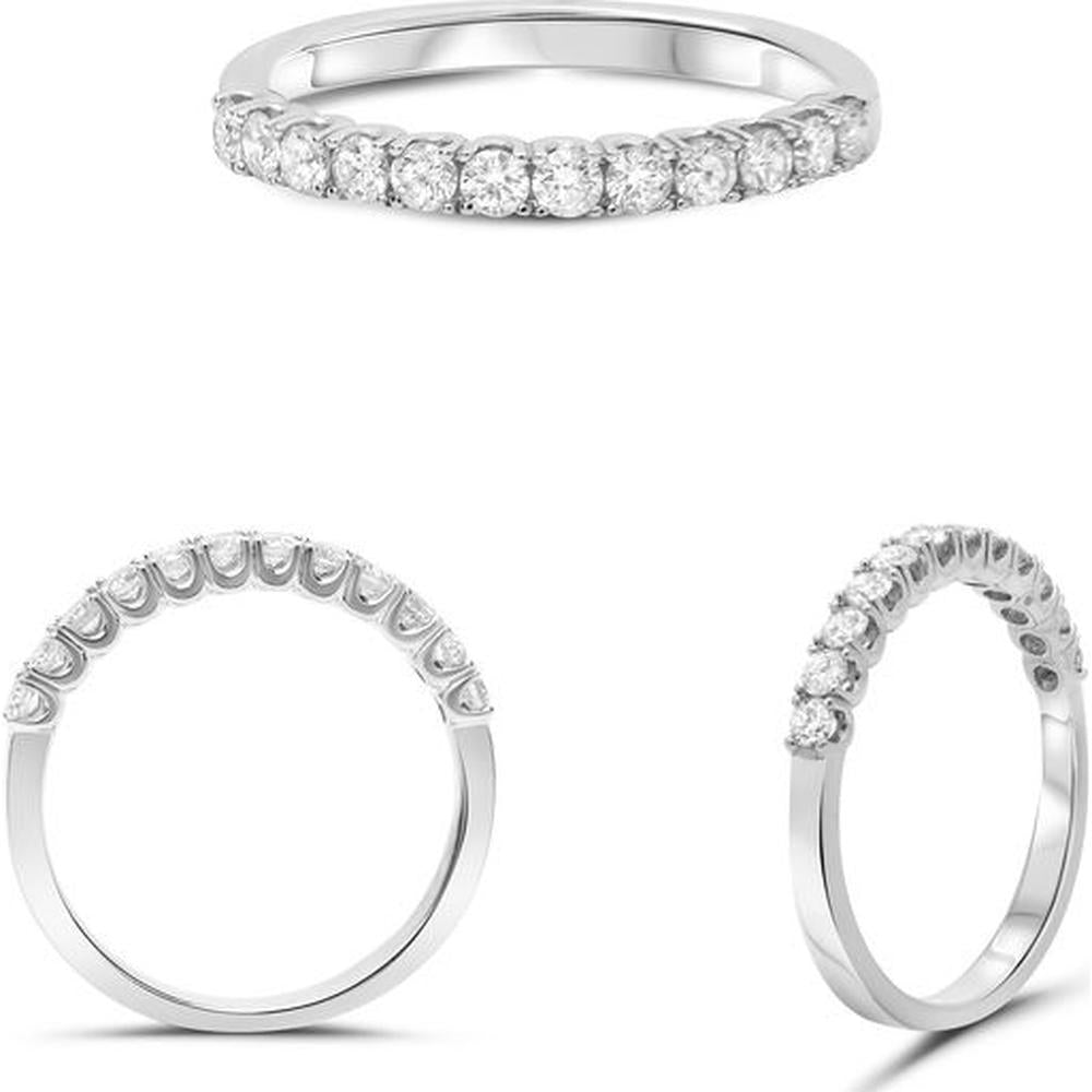 Roman & Jules - 14K White Gold Band with Prong Set Round Diamonds - 0.43 Carat Total Diamond Weight