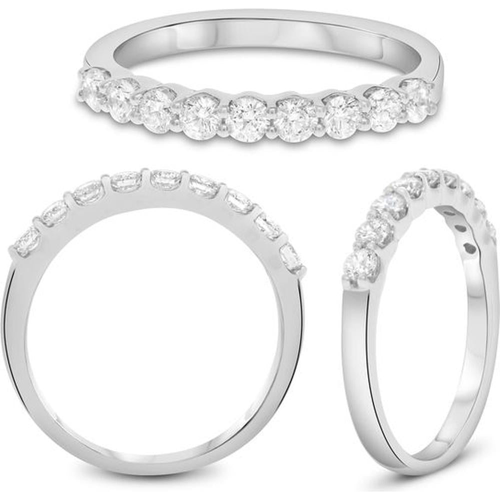 Roman & Jules - 14K White Gold Band with Round Diamond Shared Prong Setting - 0.50 Carat Total Diamond Weight